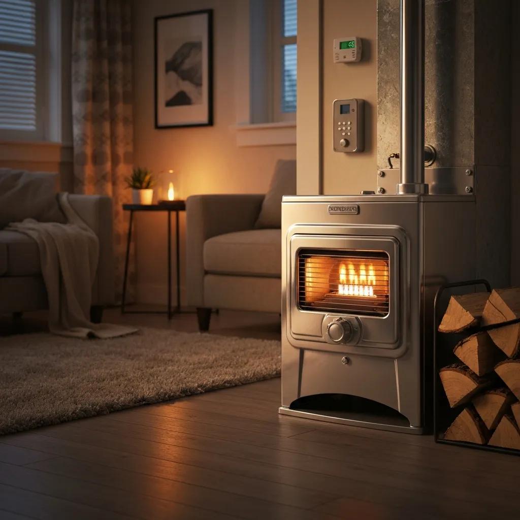 Cozy home interior featuring a vintage gas furnace with a glowing pilot light, highlighting the importance of furnace maintenance